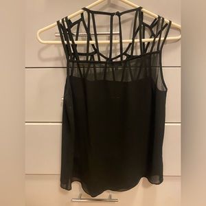 Black sleeveless blouse